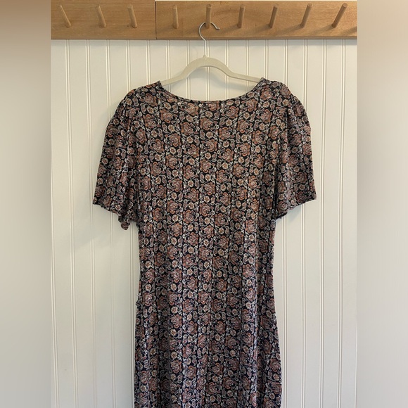 Boden Tie Front Midi Dress Short Sleeve Black Floral Paisley All Over Print 20R - Picture 12 of 14
